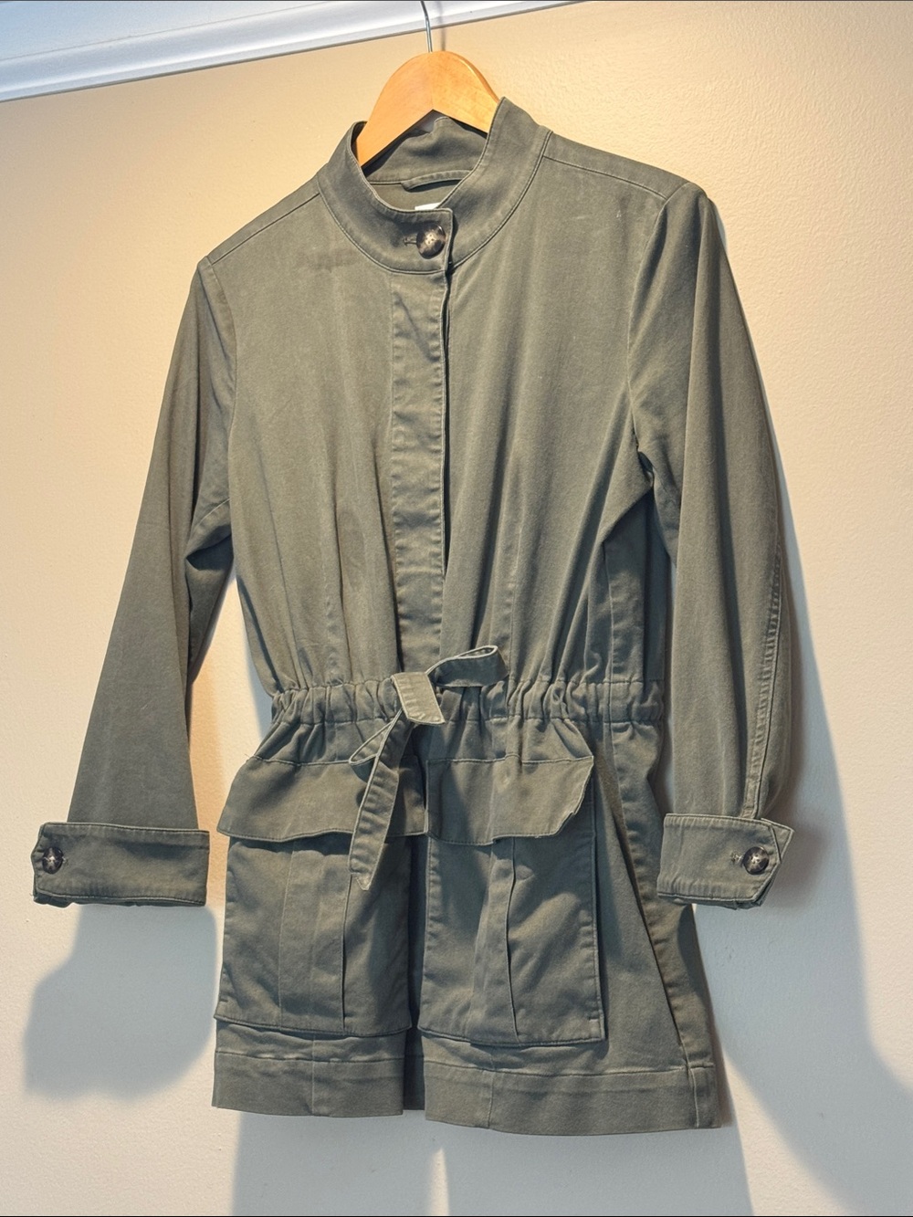 J. Jill Olive Green Drawstring-Waist Utility Jacket